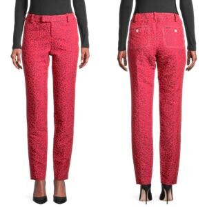 Zadig & Voltaire Prune Red Leopard Jacquard Straight Slim Pants 36 S